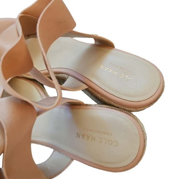Cole Haan sz 9 Cloudfeel Espadrille Wedge Sandals Mahogany Rose Leather Sh398 - Picture 5 of 9
